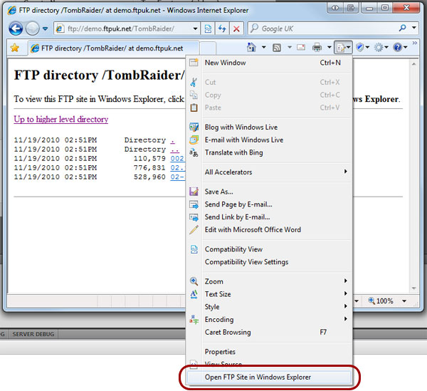 Windows Explorer FTP with FTP Hosting